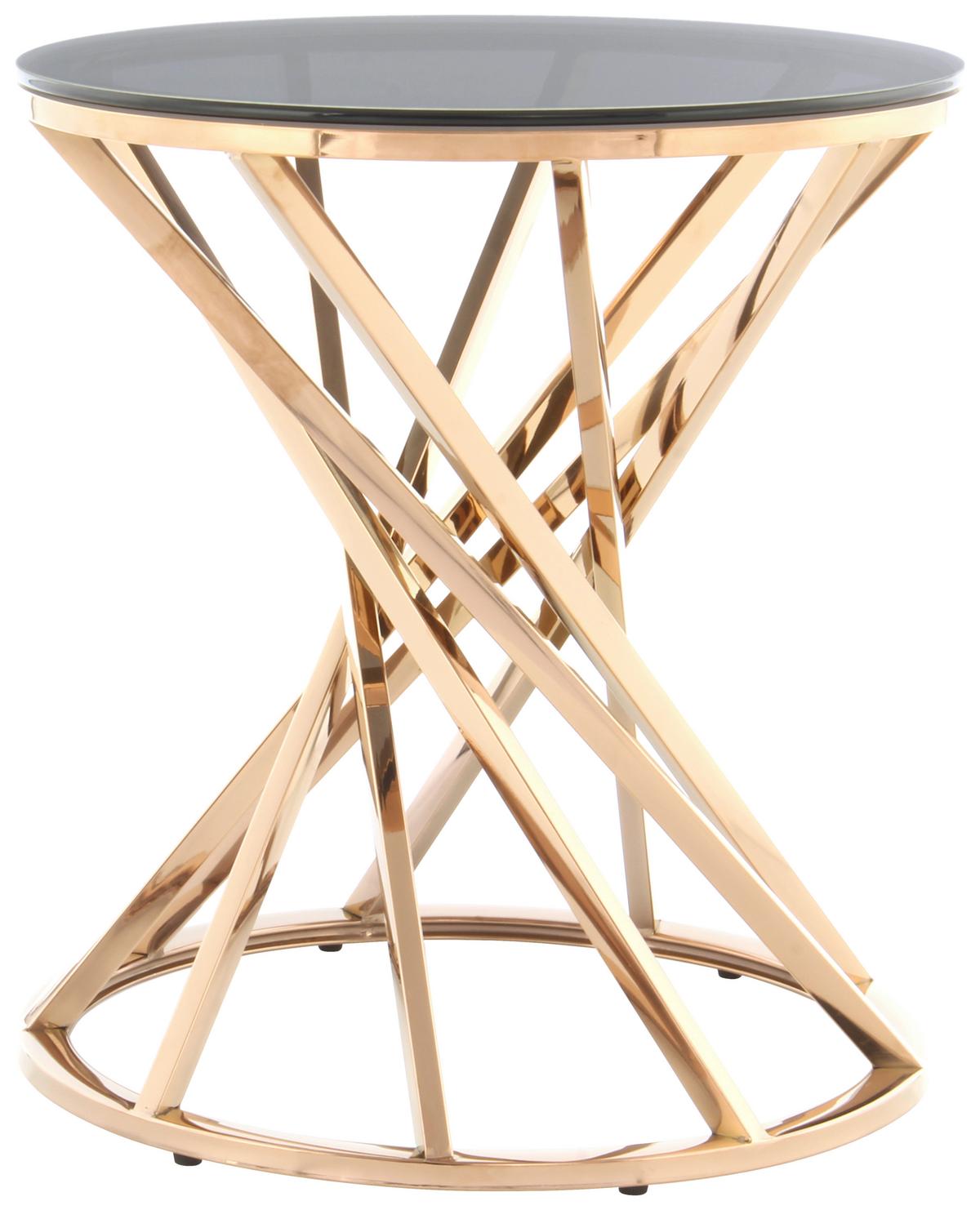 Beistelltisch Wesley 125 Grau/rosegold B: 40 Cm - Roségold/Grau, Design, Glas/Metall (40/40/42cm) - Kayoom