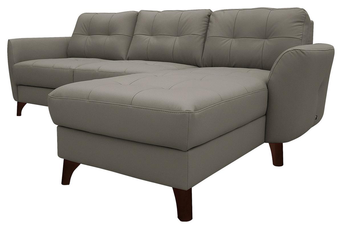 Ecksofa Nordic Schlammfarben S: 238x168 cm - Schlammfarben/Buchefarben, Design, Leder/Textil (238/168cm) - Livetastic