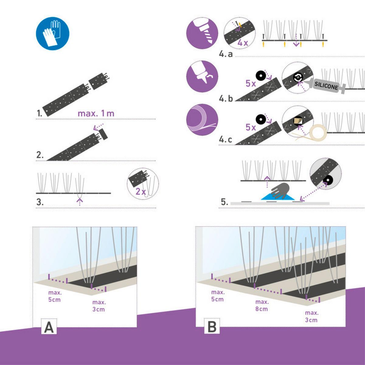 Vogel- & Taubenabwehr Starter Set - Schwarz, Basics, Kunststoff (102/11/5,5cm)