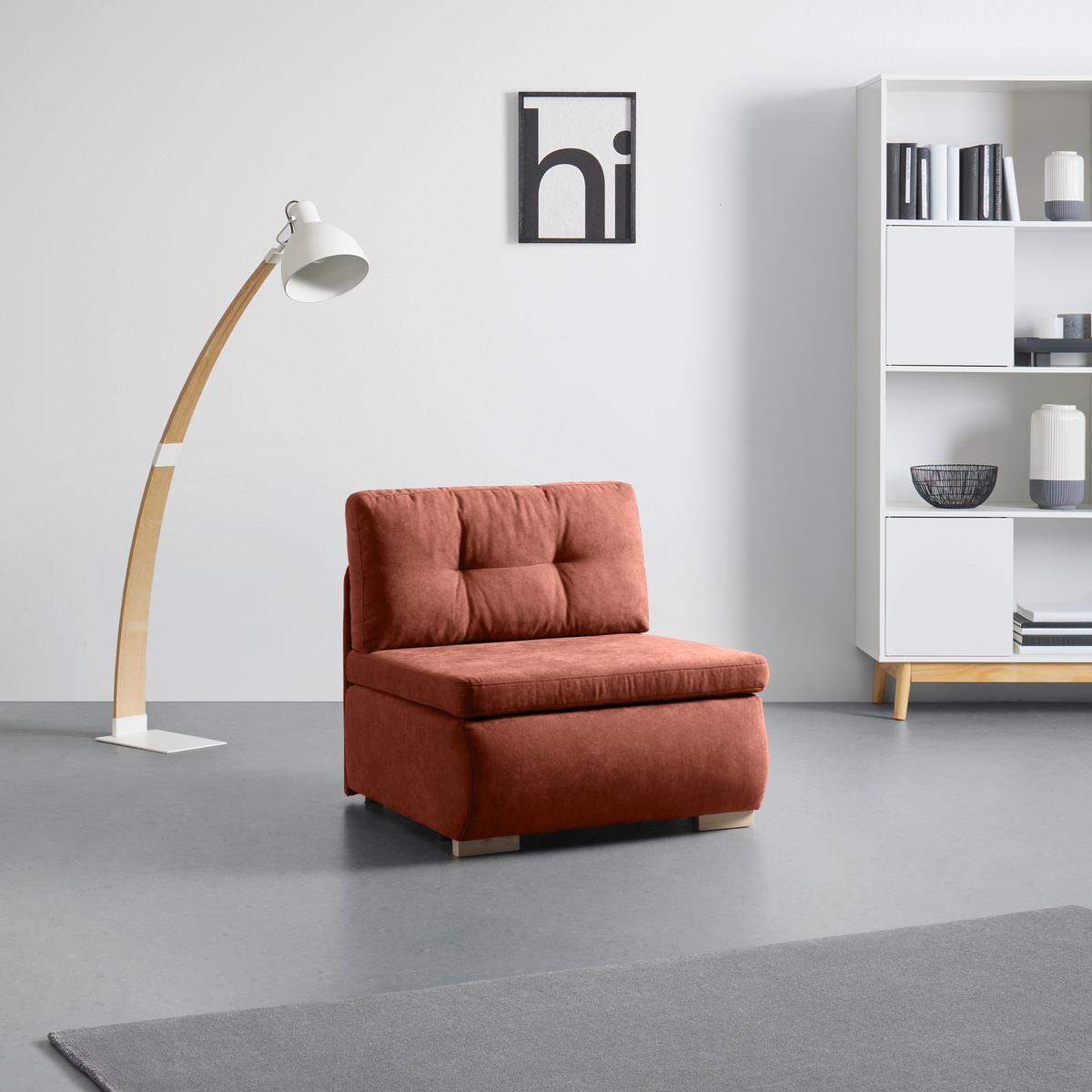 Rozkládací křeslo MODENA, korálová - černá/korály, textil/plast (89/88/90cm) - Based