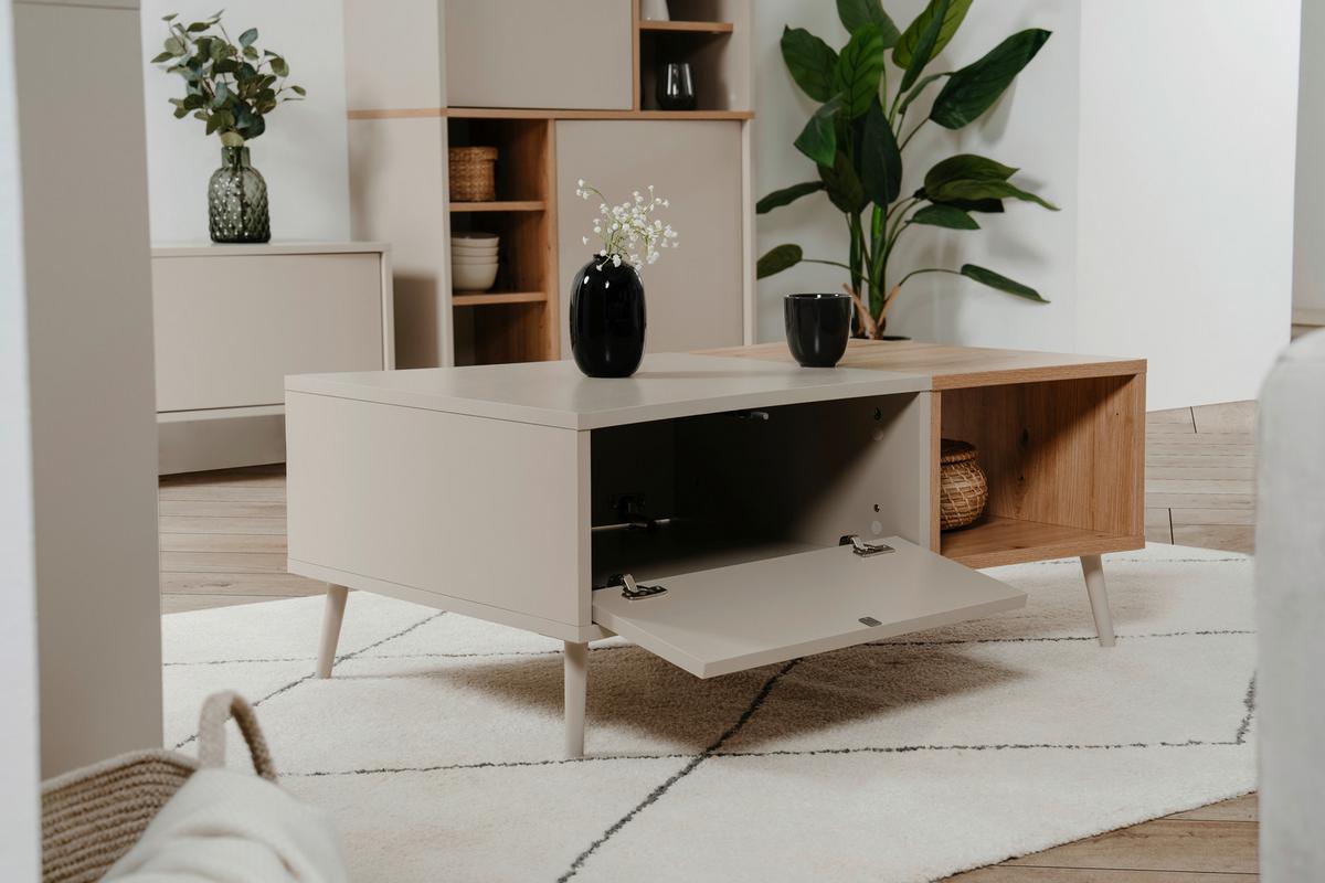 Couchtisch Sinop Sandfarben /Eiche Artisan Dekor L: 94cm - Sandfarben/Eiche Artisan, Design, Holzwerkstoff/Kunststoff (94/60/40cm) - MID.YOU