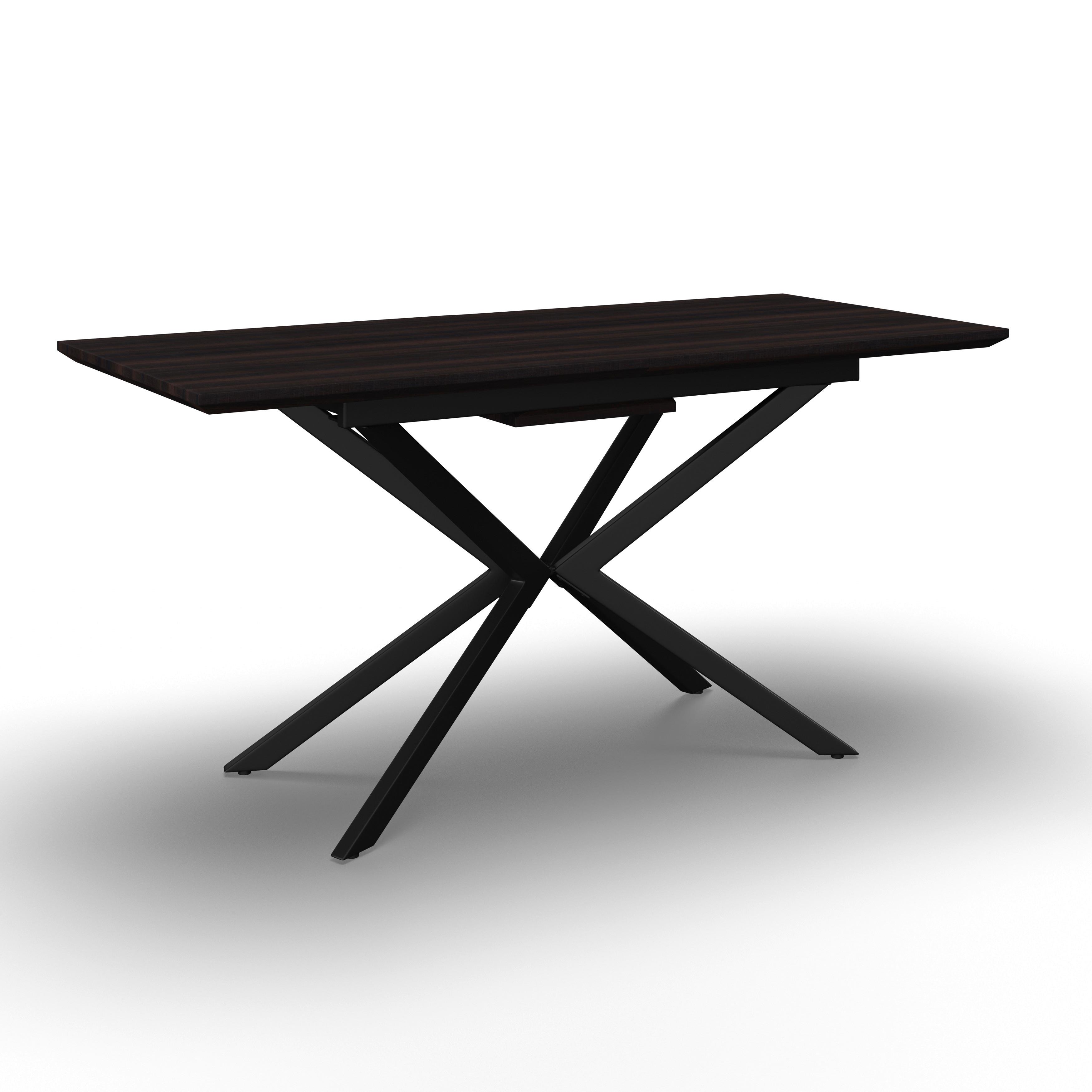 Rozťahovací stôl AKI 140-180 - čierna/farba vlašského orecha, Modern, kov/kompozitné drevo (140-180/76/80cm) - Bessagi Home