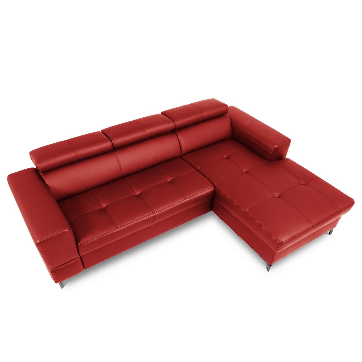 Ecksofa Torino Teilleder Rot 247x173 - Rot/Schwarz, Design, Leder/Textil (247/173cm) - Livetastic