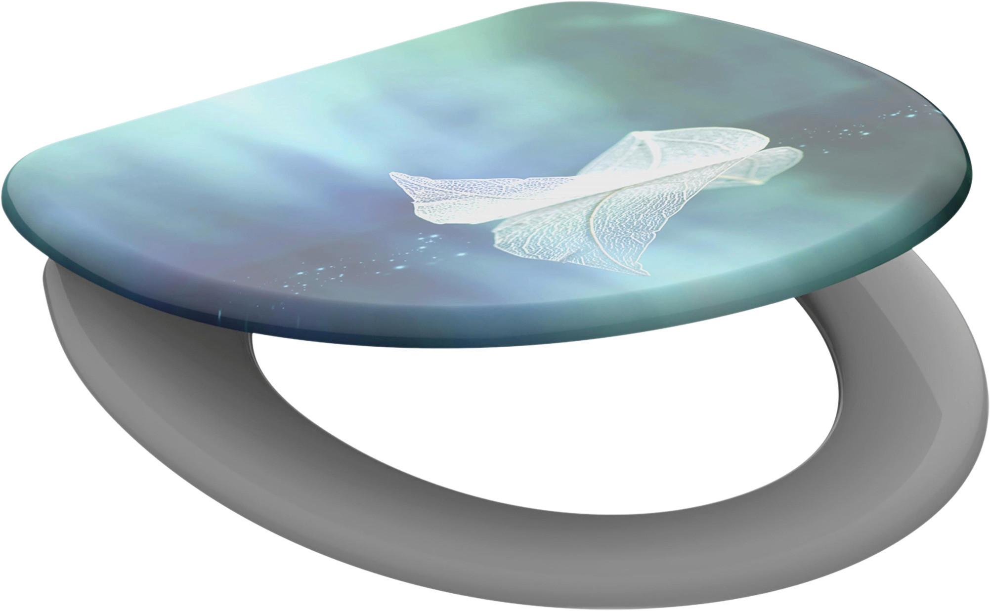 WC-Sitz blau mit Absenkautomatik, B: 37,5cm - Blau, KONVENTIONELL, Kunststoff (37,5/45,0/2,5cm)