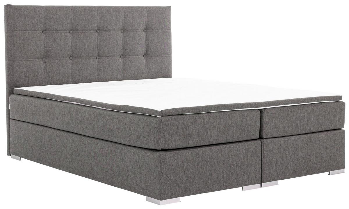 Boxspringbett 160x200 Inez Hellgrau - Silberfarben/Hellgrau, MODERN, Textil (160/200cm) - MID.YOU