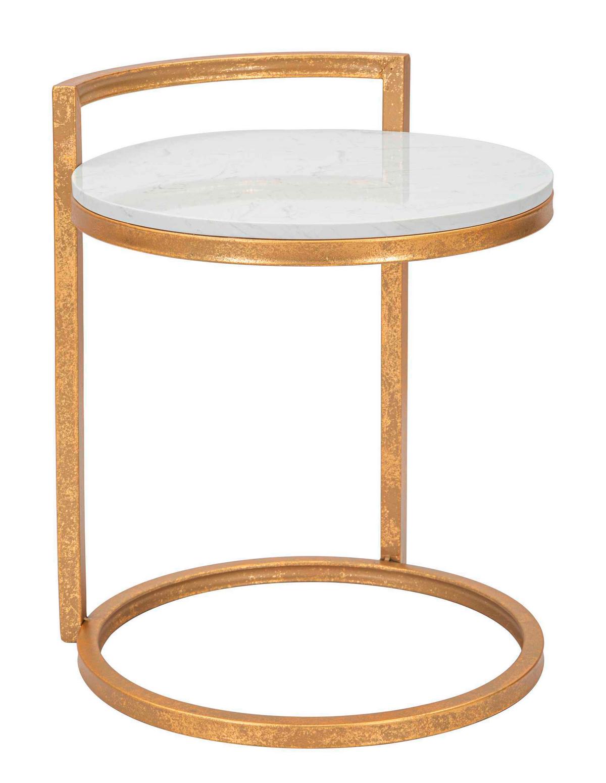 Couchtisch Marble Goldfarben, Weiß B: 40 Cm - Goldfarben/Weiß, Basics, Stein/Metall (40/50/43cm)