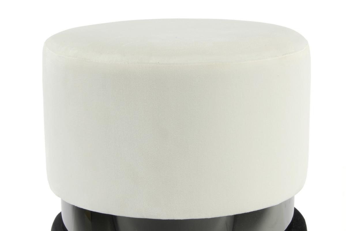 Pouf Samt Creme/Schwarz DxH: 35x46 cm - Creme/Schwarz, Basics, Holz/Holzwerkstoff (35/46/35cm) - Kayoom