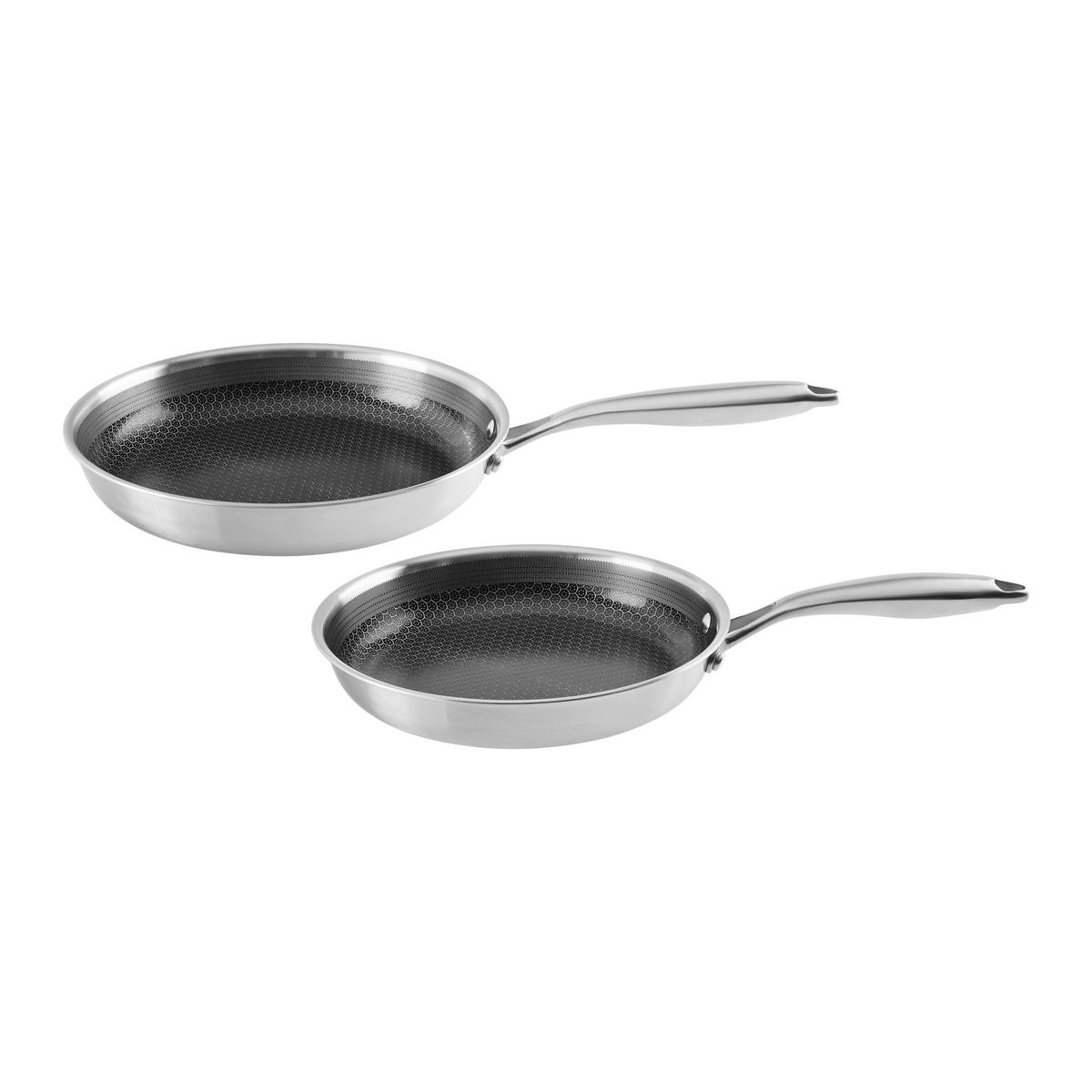 Sada pánví Ø 24 a Ø 28cm - barvy nerez oceli, Konvenční, kov - Mömax