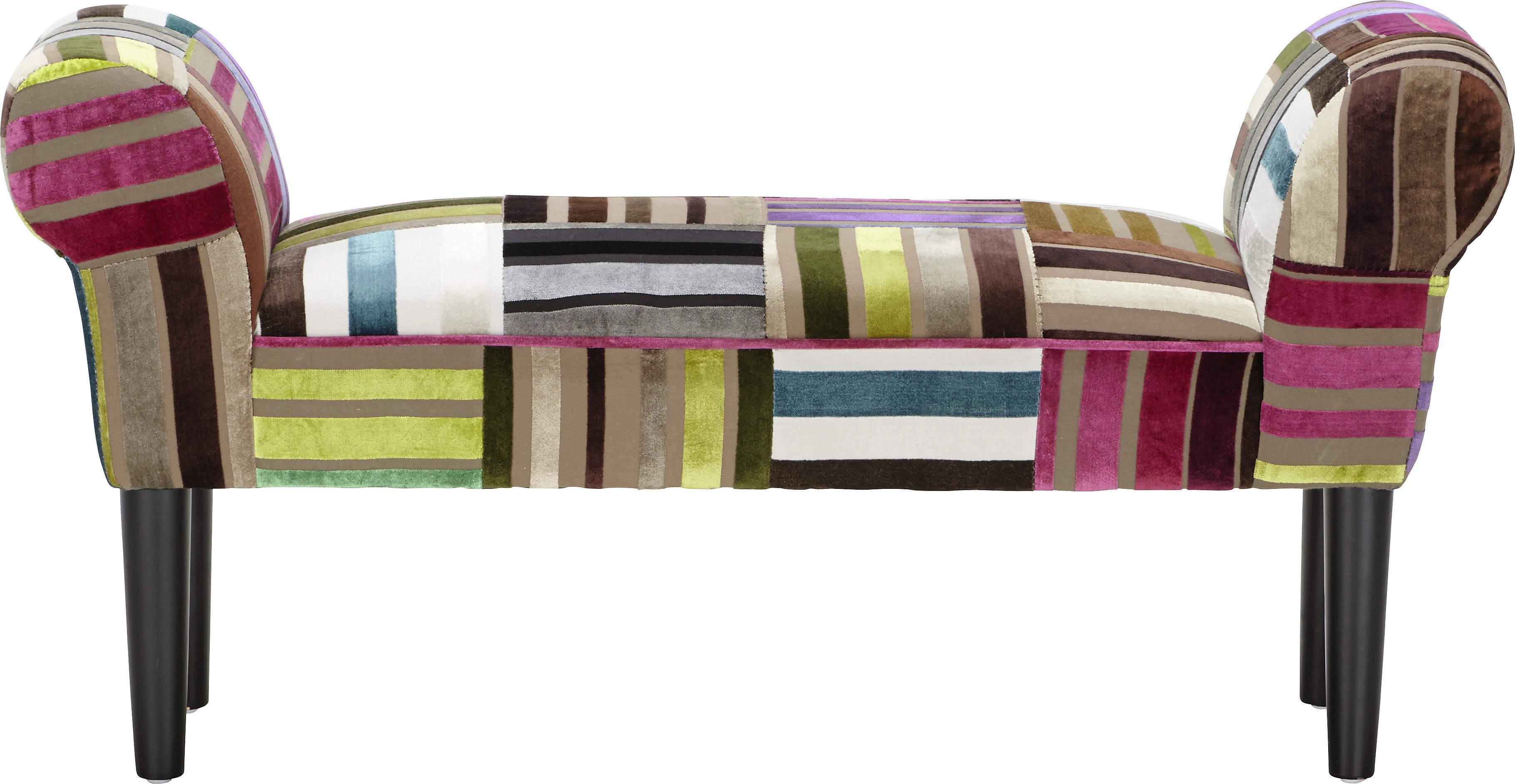 Šatní Lavice Velvet - černá/vícebarevná, Lifestyle, dřevo/textil (100/50/32cm)