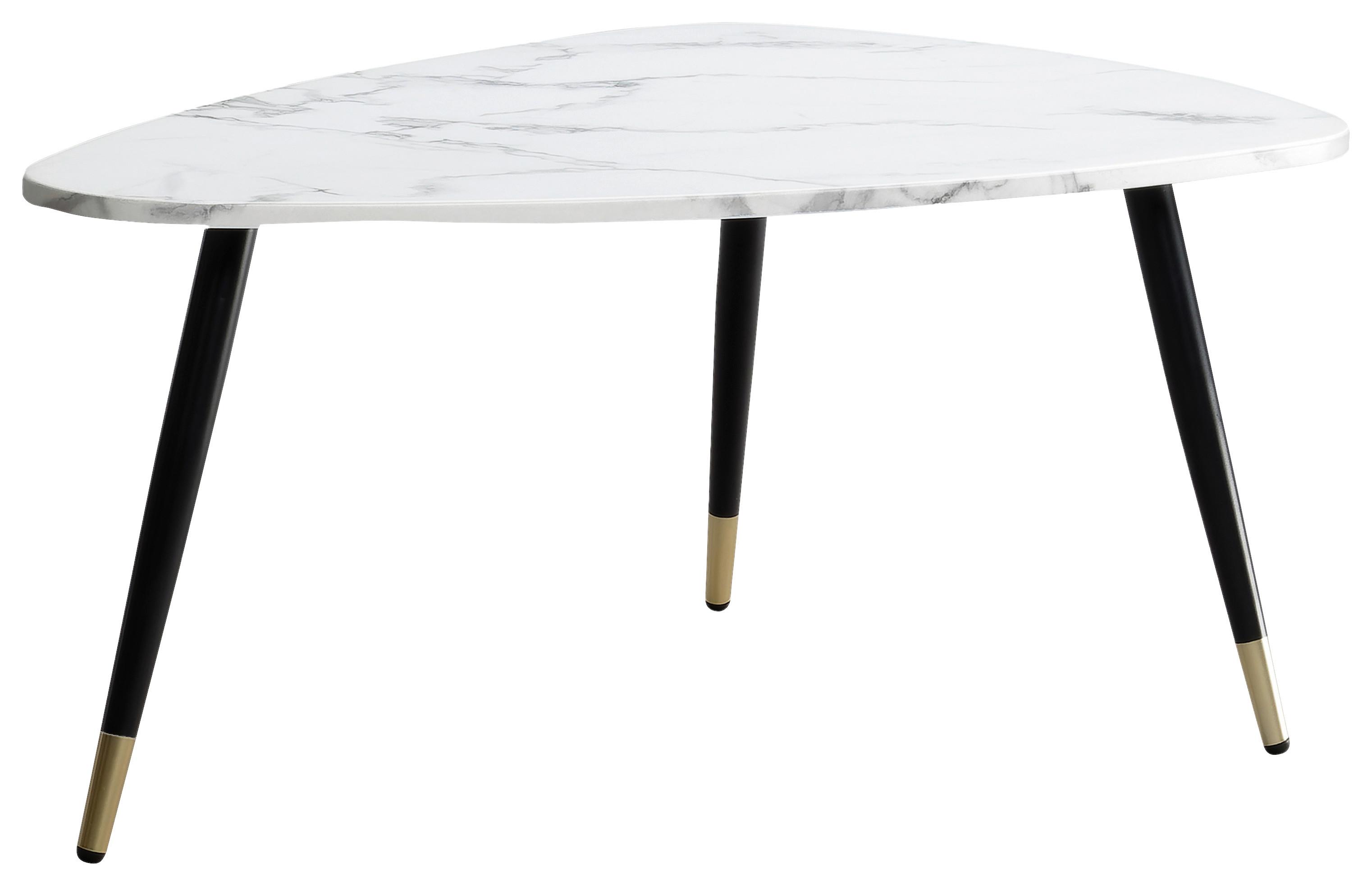 Couchtisch Weiß L: 90 cm - Goldfarben/Schwarz, Design, Holzwerkstoff/Metall (90/60/41cm) - MID.YOU