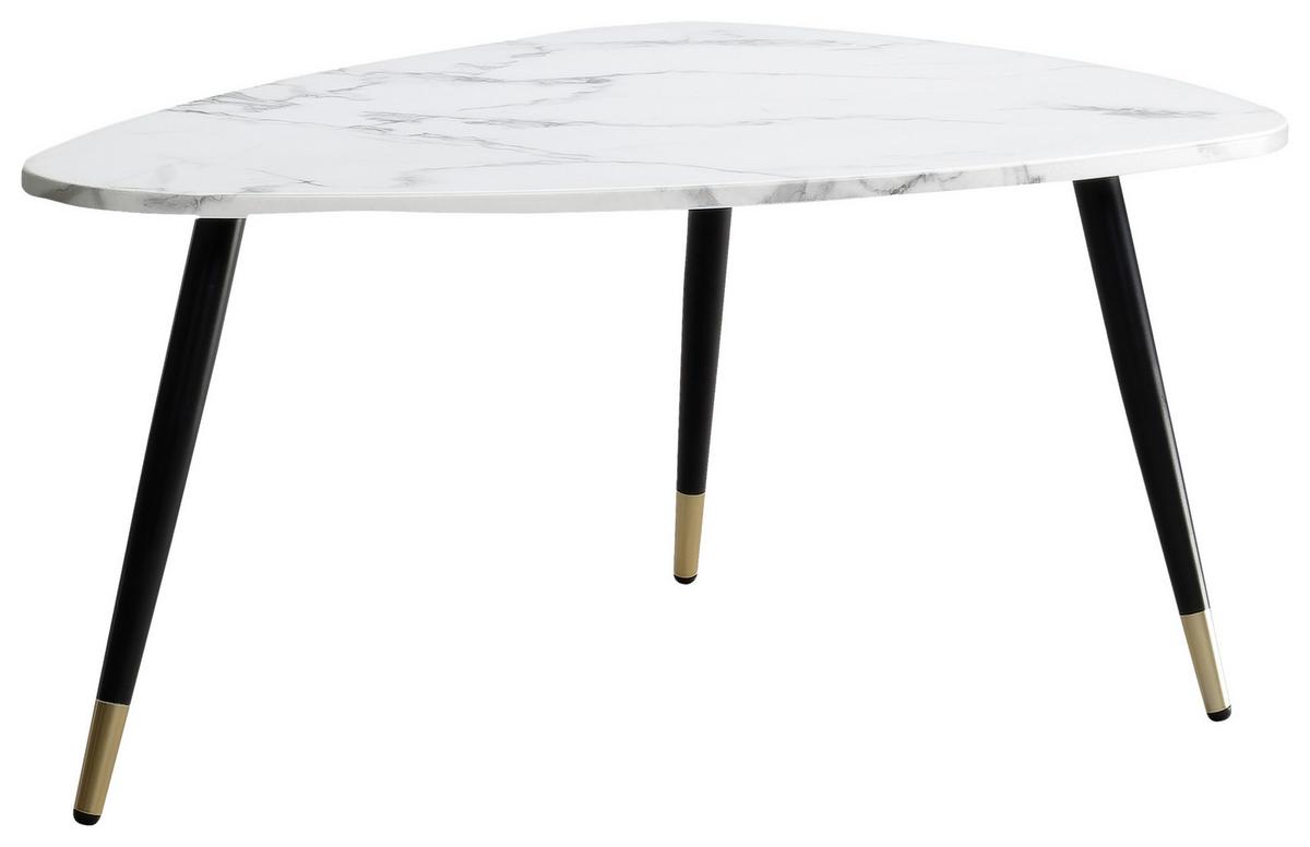 Couchtisch Weiß L: 90 cm - Goldfarben/Schwarz, Design, Holzwerkstoff/Metall (90/60/41cm) - MID.YOU