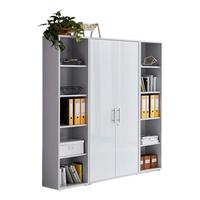 Office Edition B: 173 Cm Grau/weiß Hochglanz - Weiß Hochglanz/Grau, MODERN, Holzwerkstoff (173/186/33cm) - MID.YOU