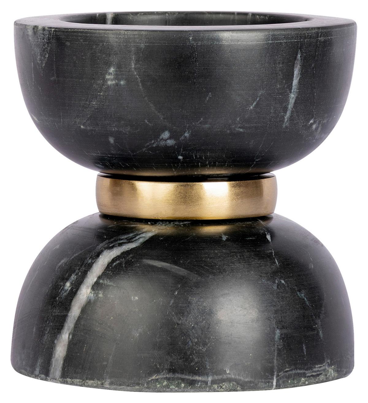 Kerzenhalter Sorin Schwarz/gold 12,75x12,75 Cm - Goldfarben/Schwarz, Trend, Stein/Metall (12.75/12.75/14cm) - Kayoom