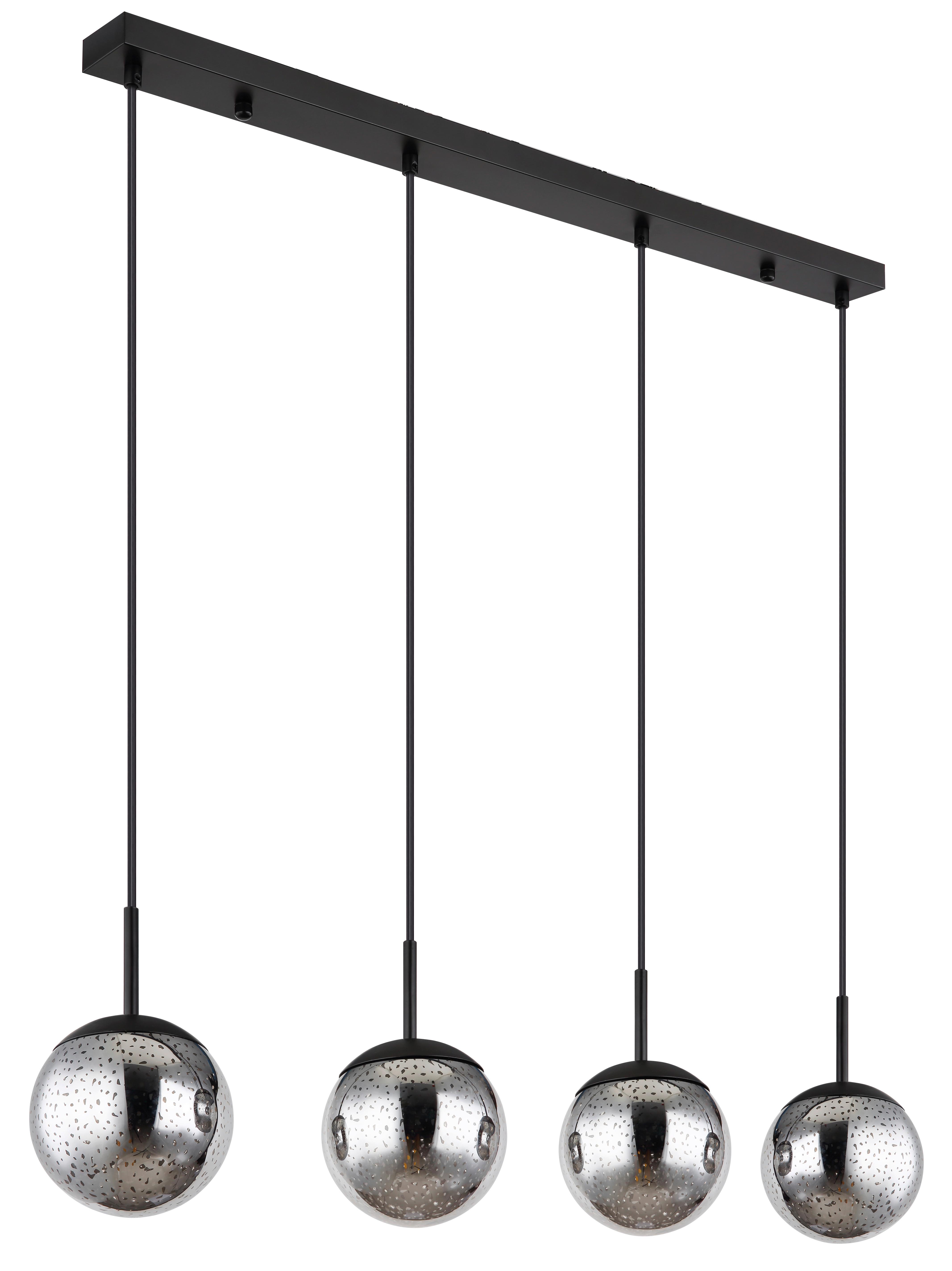 Hängeleuchte 15881-4h H: 120 cm 4-Flammig Rauchglas - Schwarz, Design, Glas/Metall (90/15/120cm) - Globo