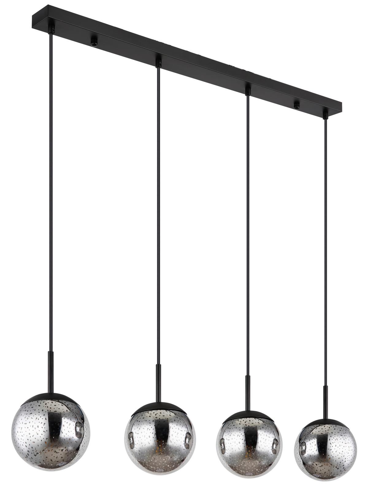 Hängeleuchte 15881-4h H: 120 cm 4-Flammig Rauchglas - Schwarz, Design, Glas/Metall (90/15/120cm) - Globo