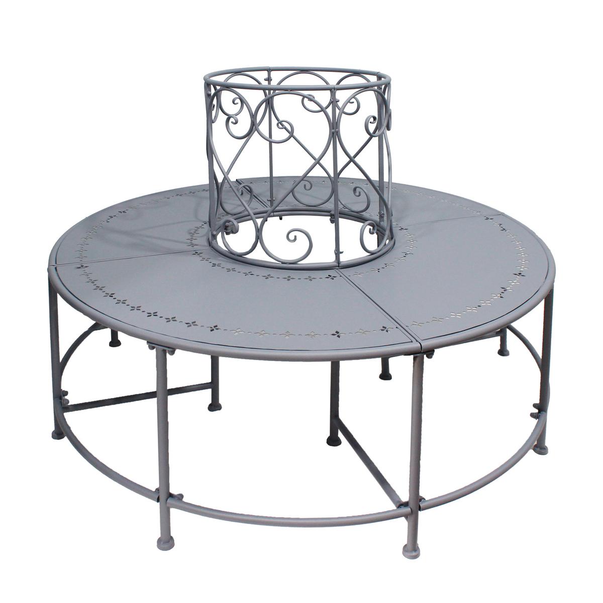 Baumbank Metallbank Rund Mf077 - Blaugrau, Design, Metall (123/123/90cm)