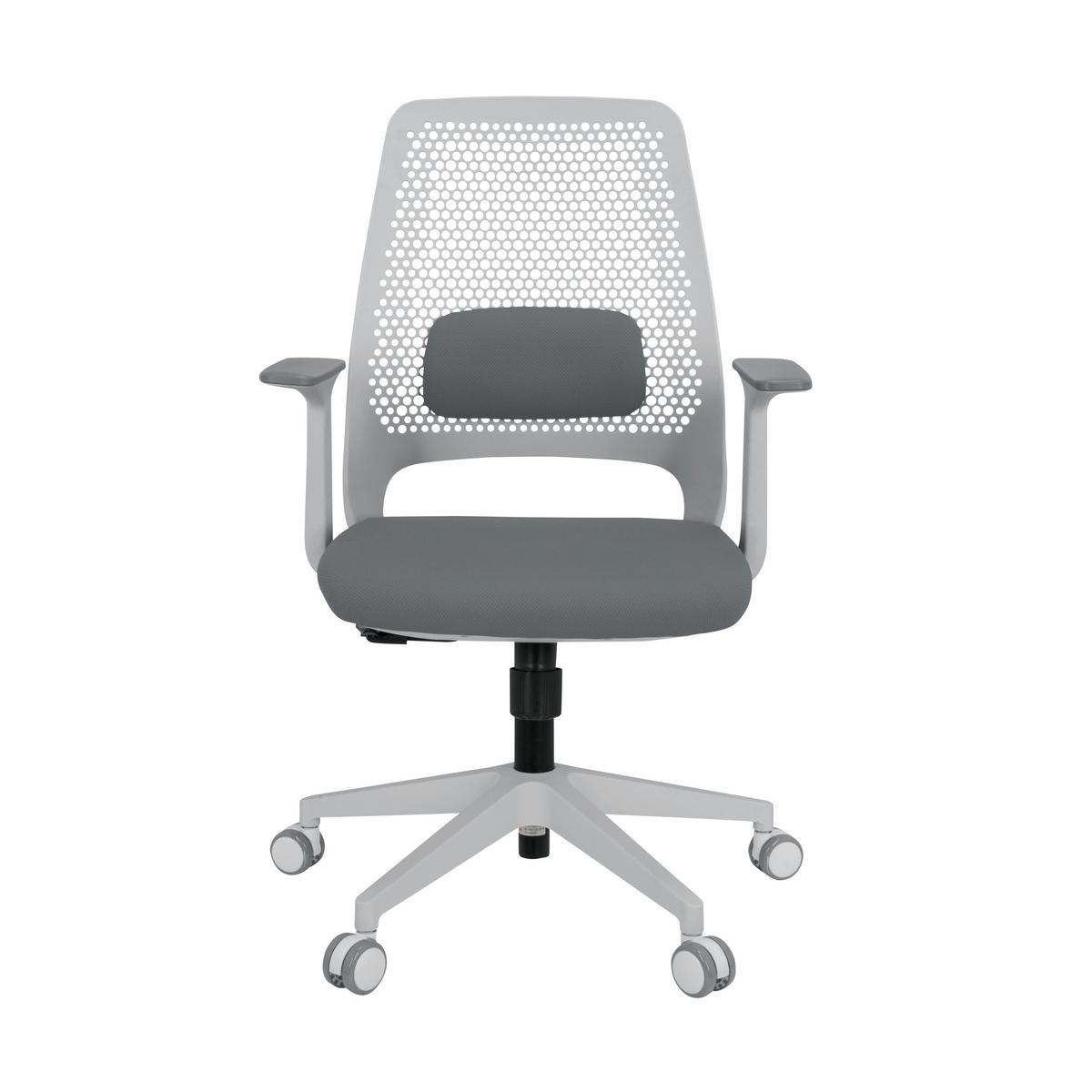 Bürostuhl Parferio Grau/weiß Bis 110 Kg - Weiß/Grau, Basics, Kunststoff/Textil (63/99/56cm) - MID.YOU