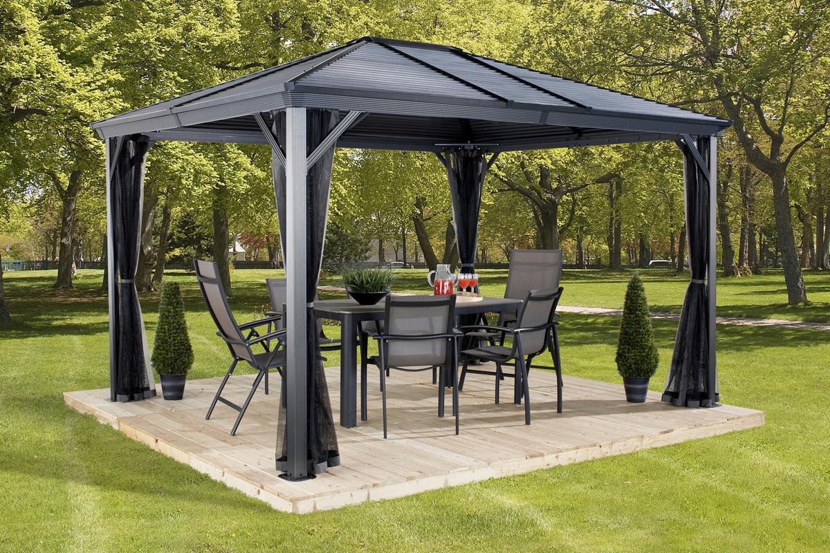 Pavillon Ventura 296x261x423cm wetterfest - Anthrazit, Basics, Metall (296/261/423cm)