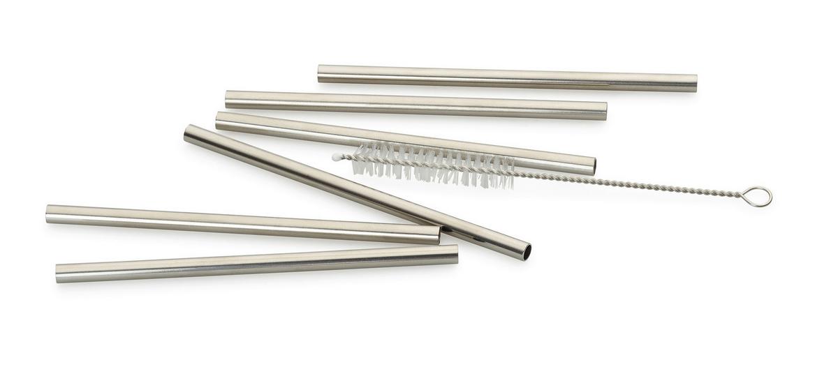 Trinkhalmset Edelstahl 6er Set, Wiederverwendbar - Edelstahlfarben, Basics, Metall (12cm) - Echtwerk