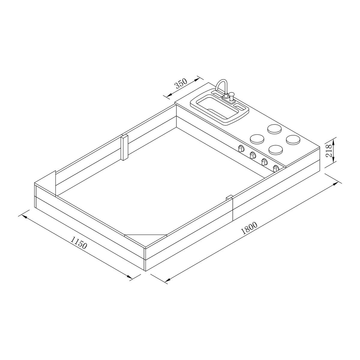 Sandkasten A031.015.20 - Braun/Grau, KONVENTIONELL, Holz (115/21,8/180cm) - Ambia Garden