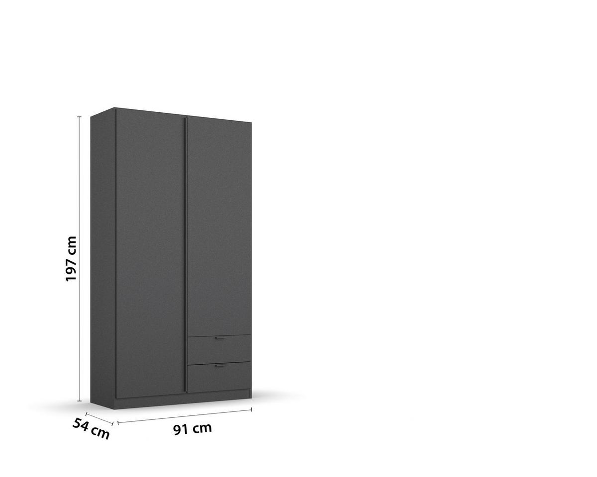 DREHTÜRENSCHRANK Style-Up Grau B: 91cm - Grau, MODERN, Holzwerkstoff (91/197/54cm) - Rauch Möbel
