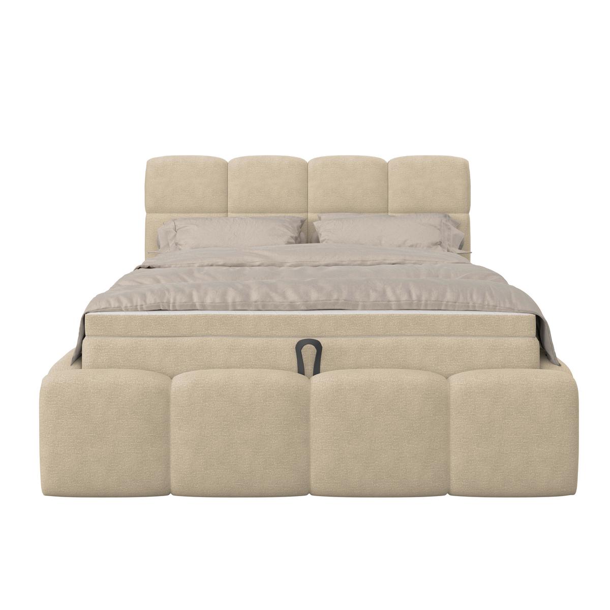 Polsterbett Noe Braun, Lf: 140x200 cm - Schwarz/Braun, Trend, Textil/Metall (140/200cm)