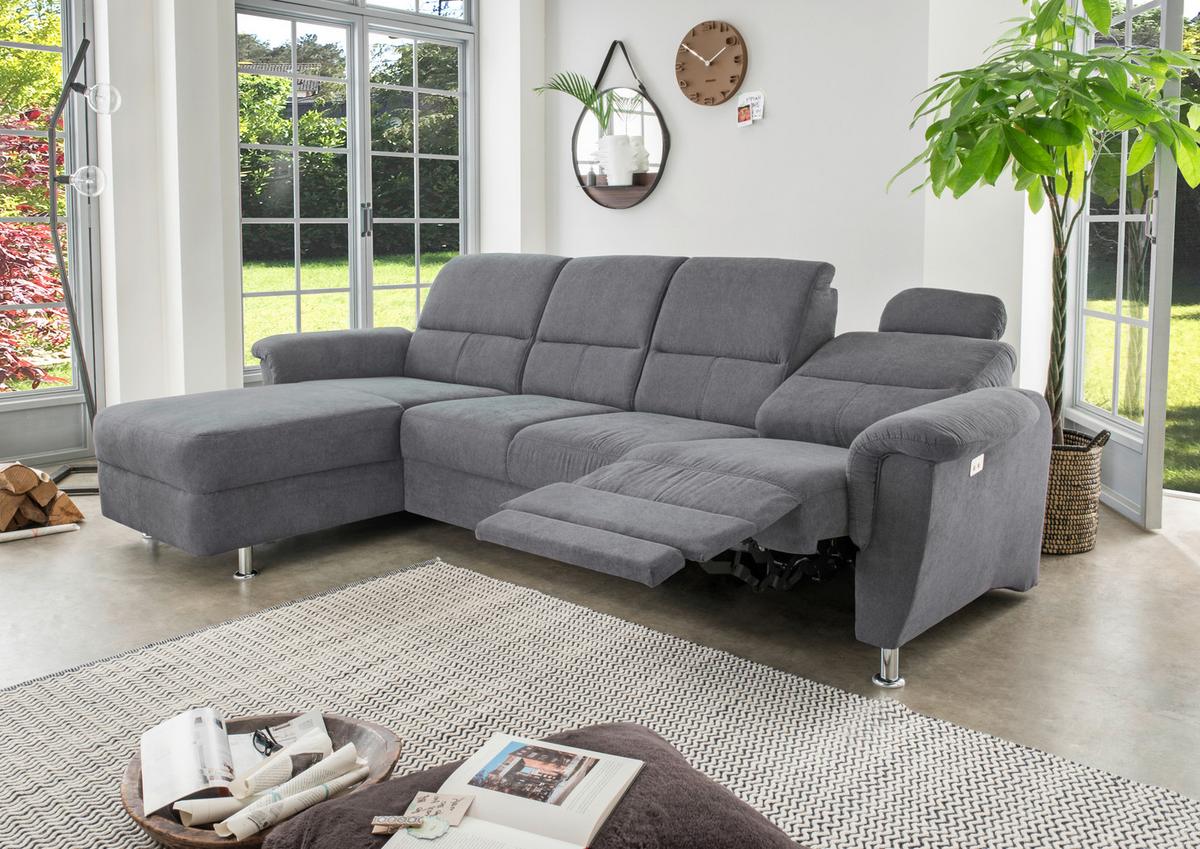 Ecksofa Parole Anthrazit S:165/292 cm - Chromfarben/Anthrazit, KONVENTIONELL, Textil (165/292cm) - Livetastic