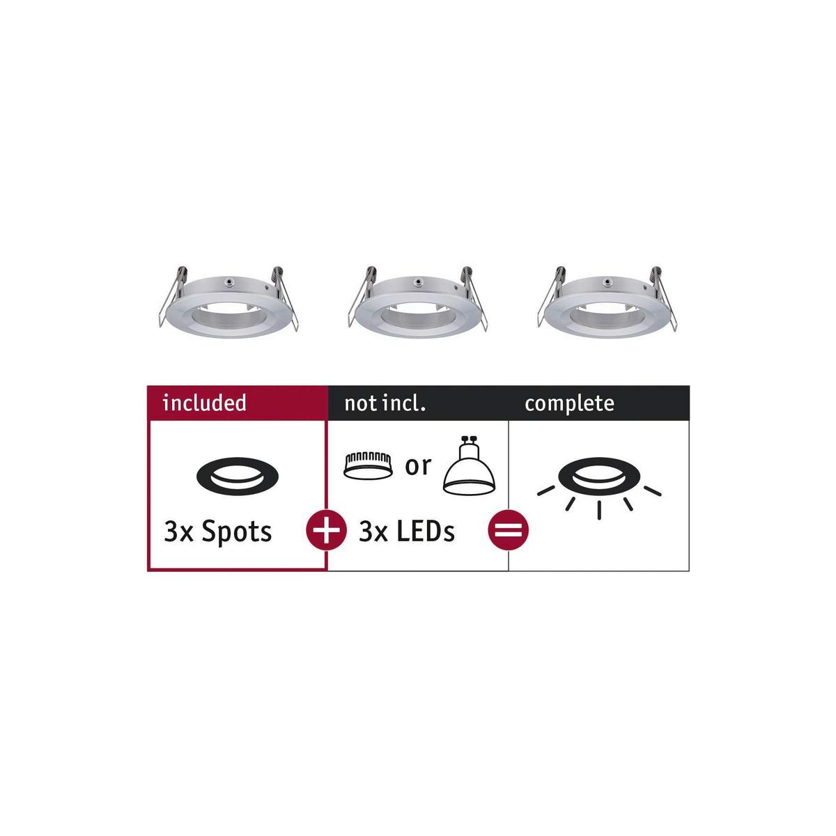 Deckenleuchte 3er-set Ø 8,4 Cm 3-Flammig - Alufarben, Basics, Metall (8,4cm) - Paulmann