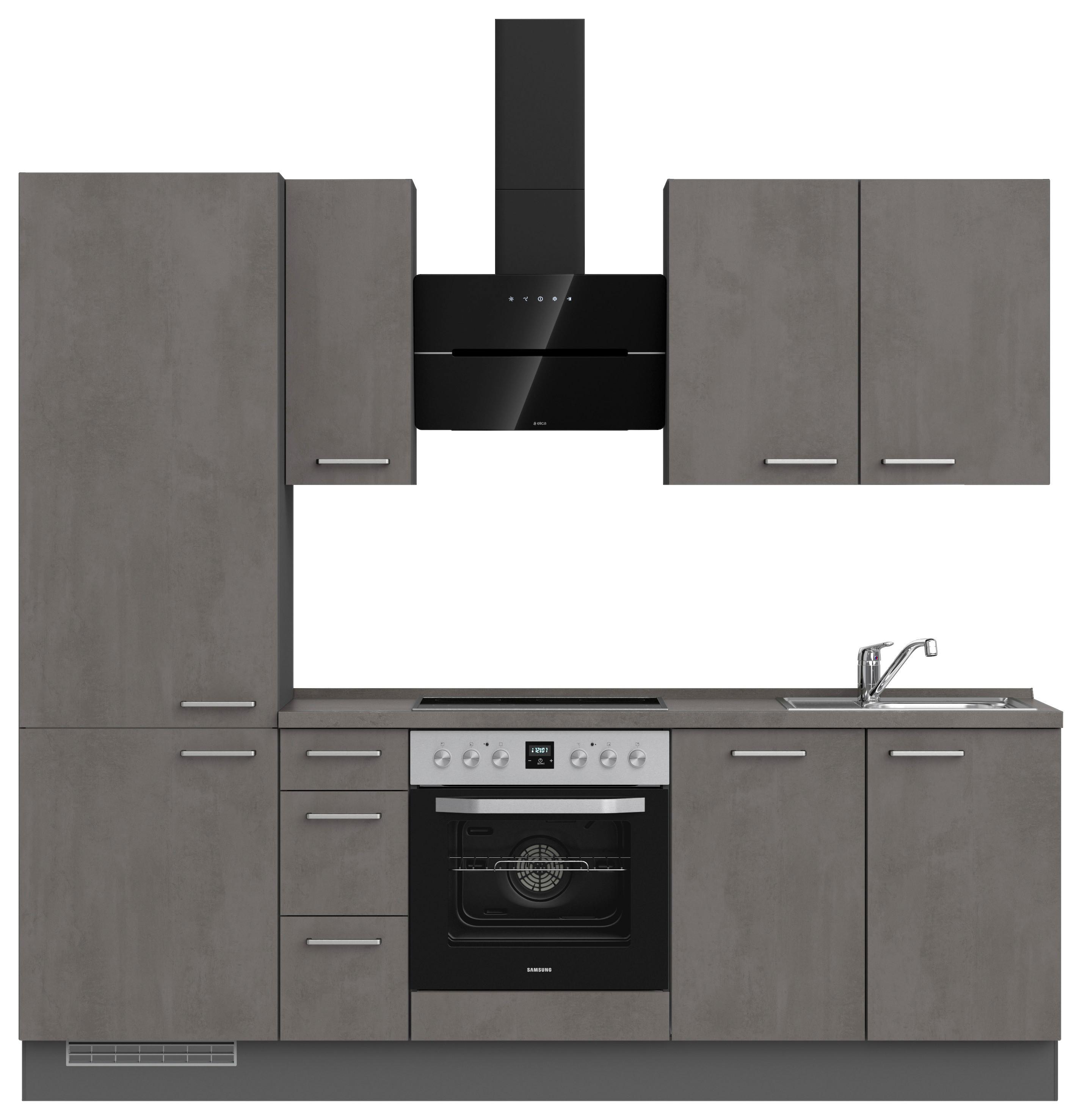 Kuchynská linka 240 cm, bridl.šedý betón/bridl.šedá - farba ušľachtilej ocele/bridlicová, Modern, kov/kompozitné drevo (240cm) - Nobilia