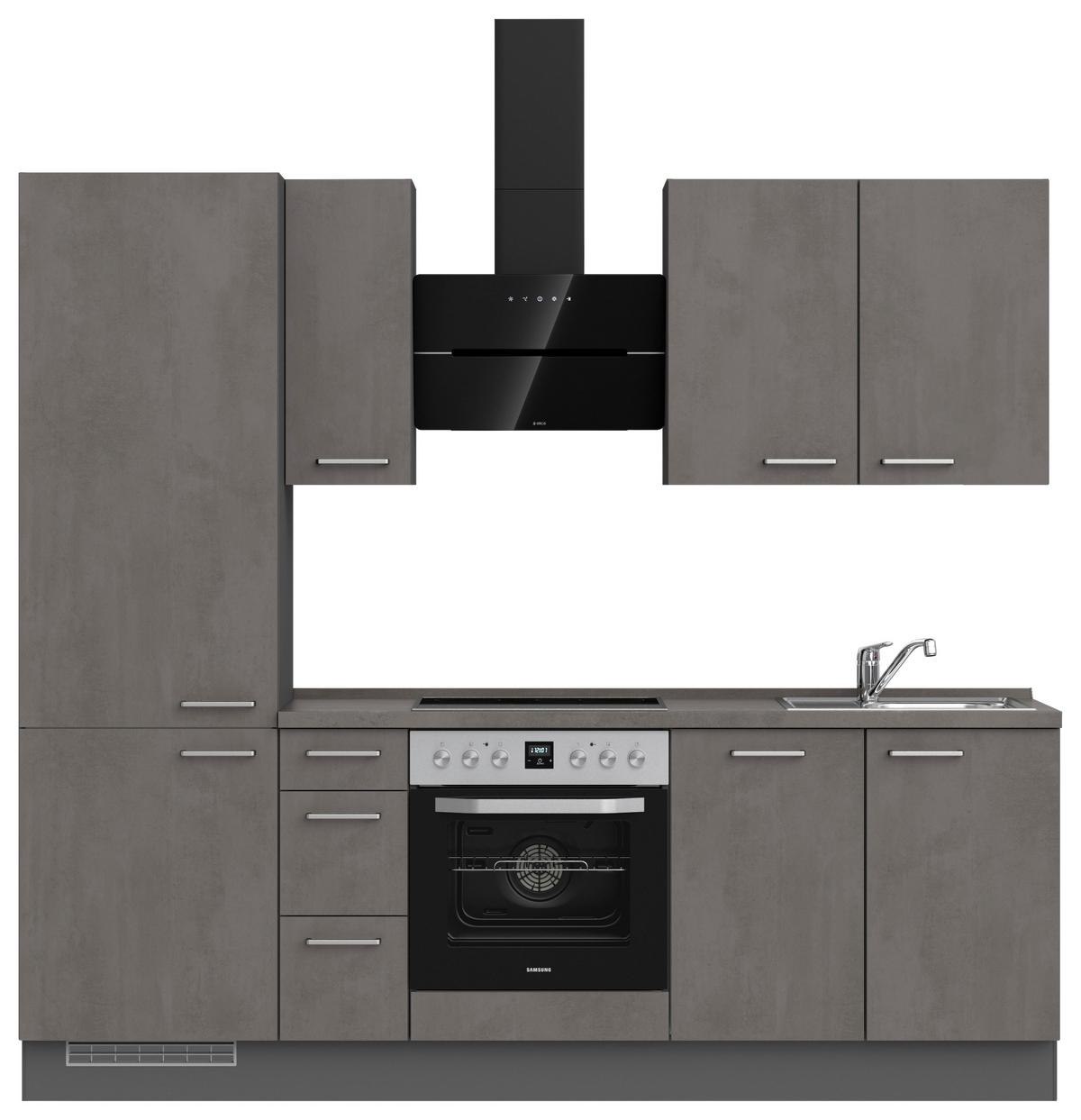 Kuchynská linka 240 cm, bridl.šedý betón/bridl.šedá - farba ušľachtilej ocele/bridlicová, Modern, kov/kompozitné drevo (240cm) - Nobilia