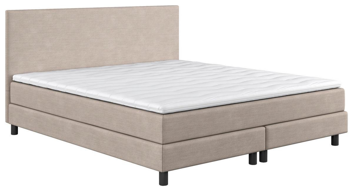 Boxbett mit Topper Andorra 160x200 cm Beige - Beige/Schwarz, MODERN, Holzwerkstoff/Textil (160/200cm) - MID.YOU