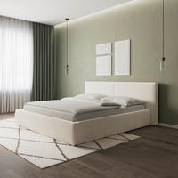 Čalouněná postel SERENA 180x200 cm, bílá - černá/krémová, Moderní, kov/dřevo (180/200cm) - Bessagi Home