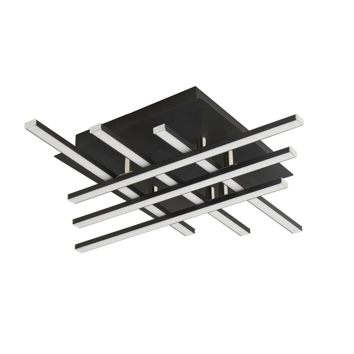 LED-Deckenleuchte 696-6bk - Chromfarben/Schwarz, Design, Kunststoff/Metall (45,5/45,5/8,5cm)