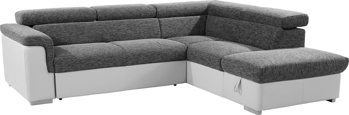 WOHNLANDSCHAFT Milla - Dunkelgrau/Silberfarben, MODERN, Holz/Textil (252/217cm)