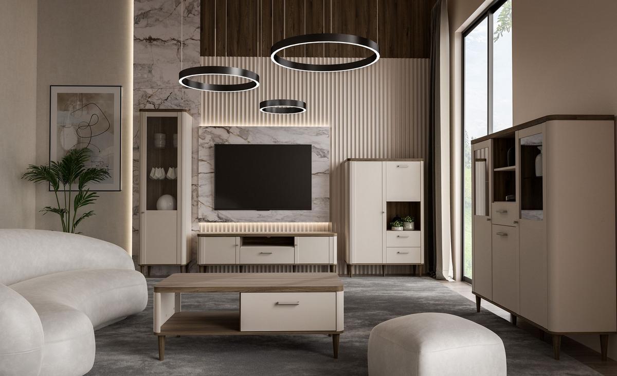 KONFERENČNÝ STOLÍK LACETTI - piesková/farba duba, Modern, kompozitné drevo (120/43,7/60cm)