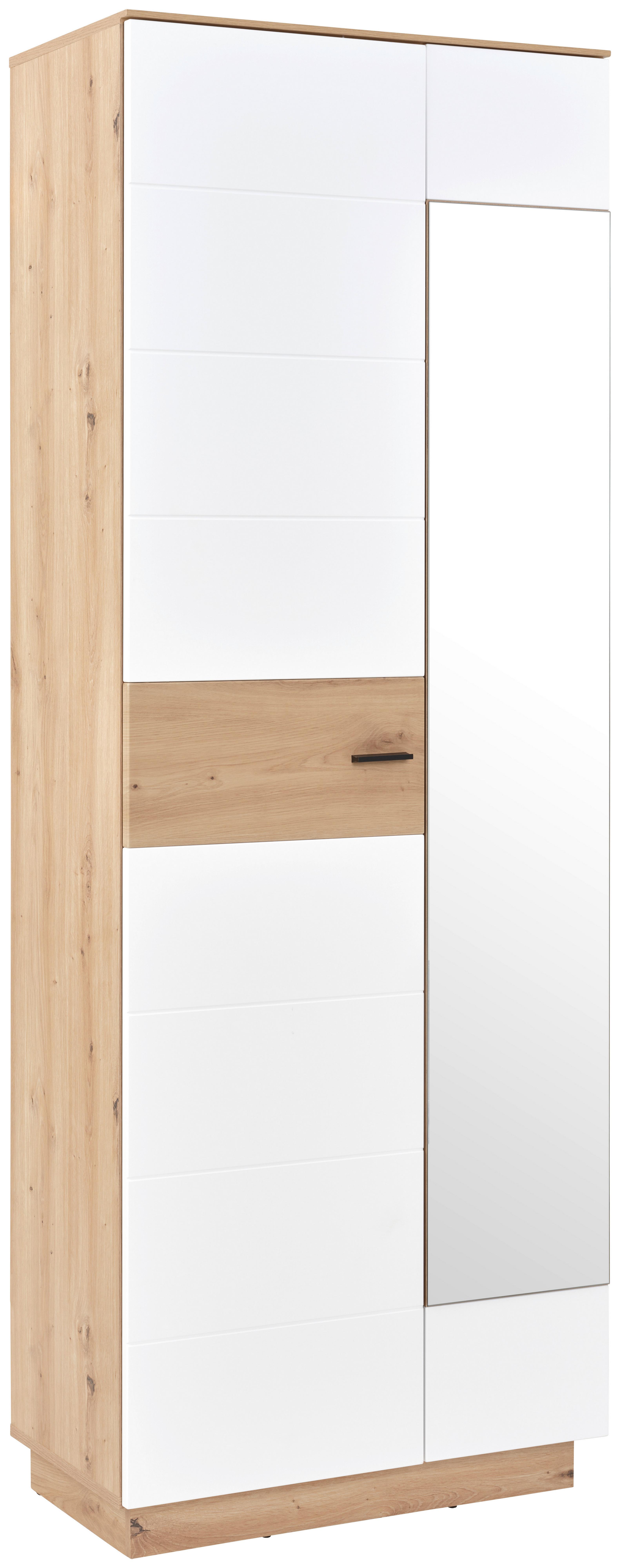 Garderobenschrank Tonale 75 cm Artisan Eiche Dekor/Alpinweiss - Weiß/Eiche Artisan, KONVENTIONELL, Glas/Holzwerkstoff (75/207,4/40cm)