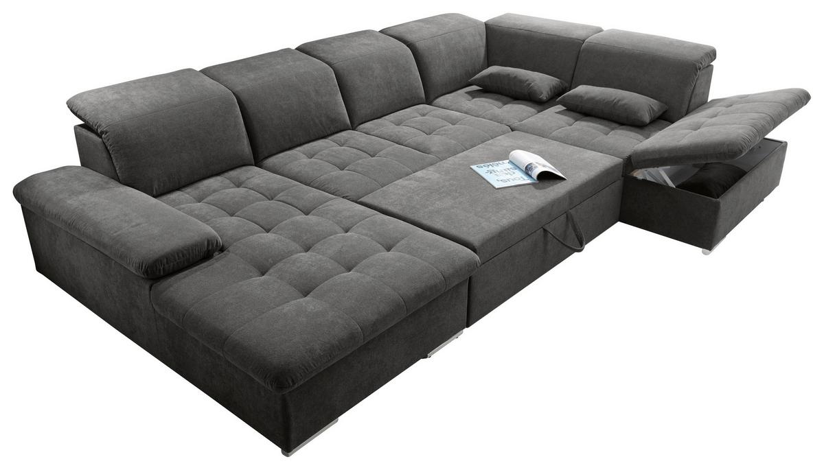 Sedacia súprava tmavosivá - strieborná/tmavosivá, Konventionell, textil/plast (188/340/240cm) - MID.YOU