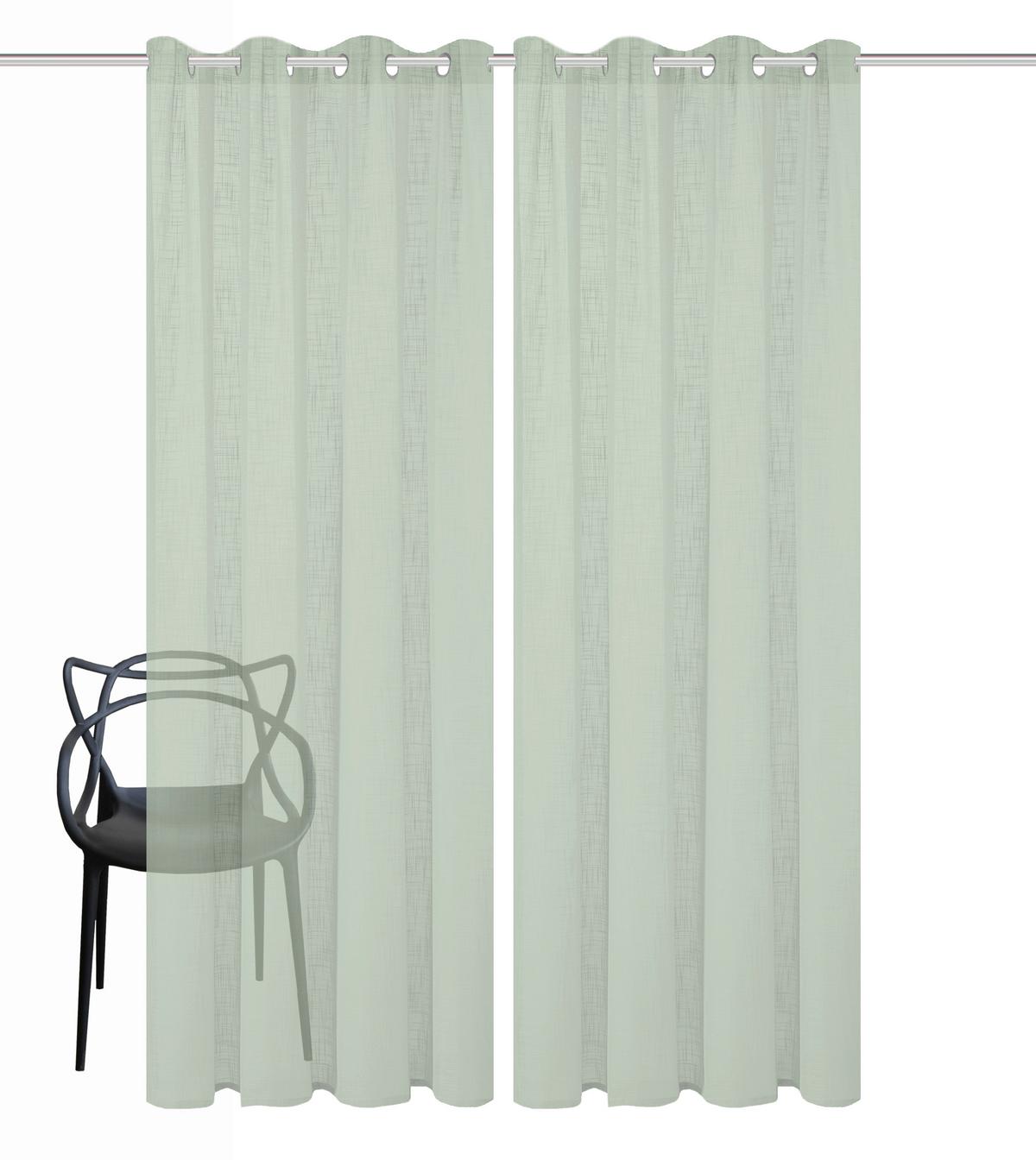 Ösenvorhang Softy 2er Set - Salbeigrün, Basics, Textil (140/225cm)