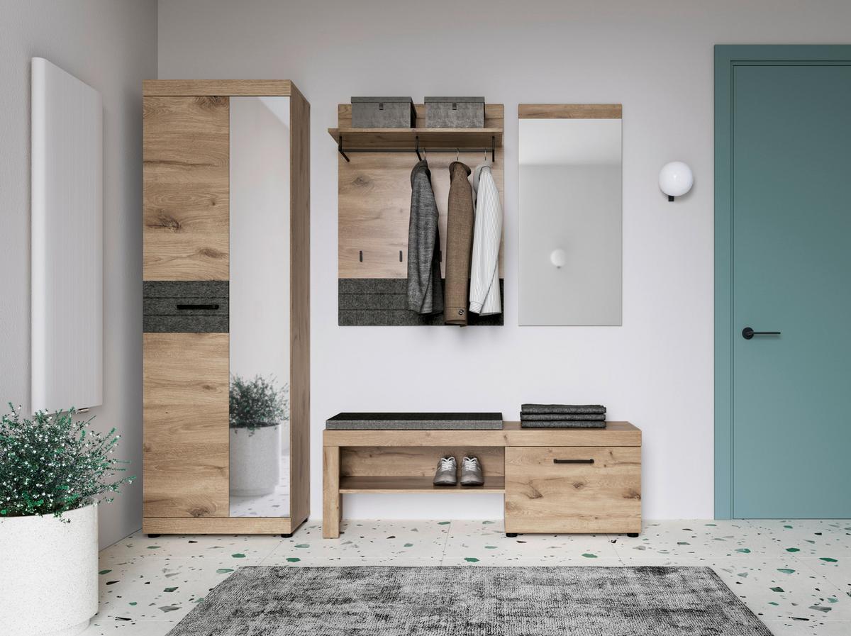 Spiegel Roxy Eichefarben Dekor B: 50 cm - Eichefarben/Silberfarben, Design, Glas/Holzwerkstoff (50/107/1,9cm)