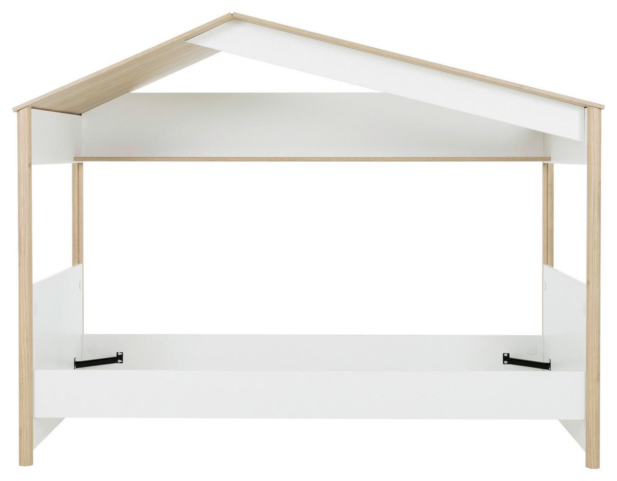 Hochbett MATIS 90x200 cm - Kastanienfarben/Weiß, Basics, Holzwerkstoff (90/200cm)