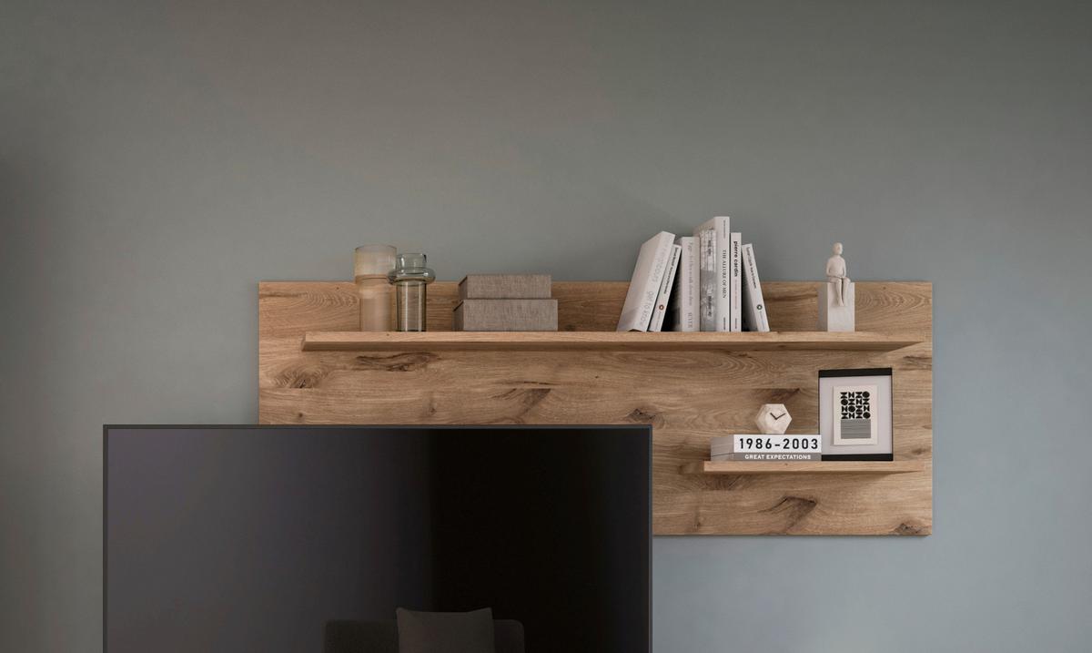 Wandboard Woody Nox Oak B: 160 Cm - Anthrazit, Natur, Holzwerkstoff (160/60/20cm) - MID.YOU
