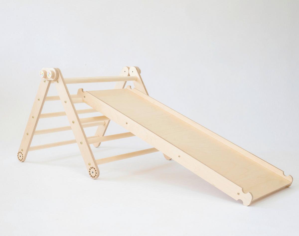 Kletterdreieck mit Rutsche natur - Birkefarben, Basics, Holz (110/36/6cm)