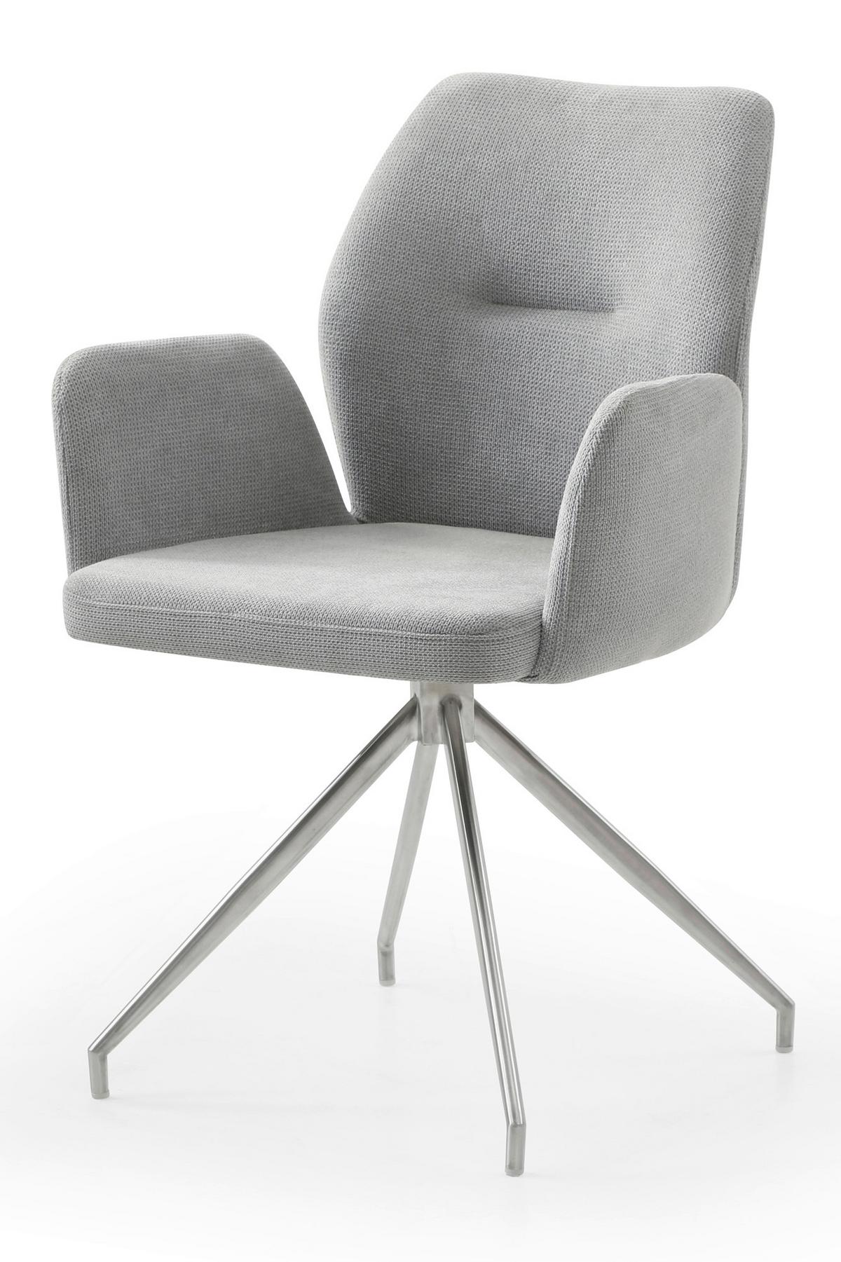 Tischgruppe Hellgrau/Cognac L: 180cm - Cognac/Silberfarben, MODERN, Holz/Textil (180/90/77cm) - Livetastic