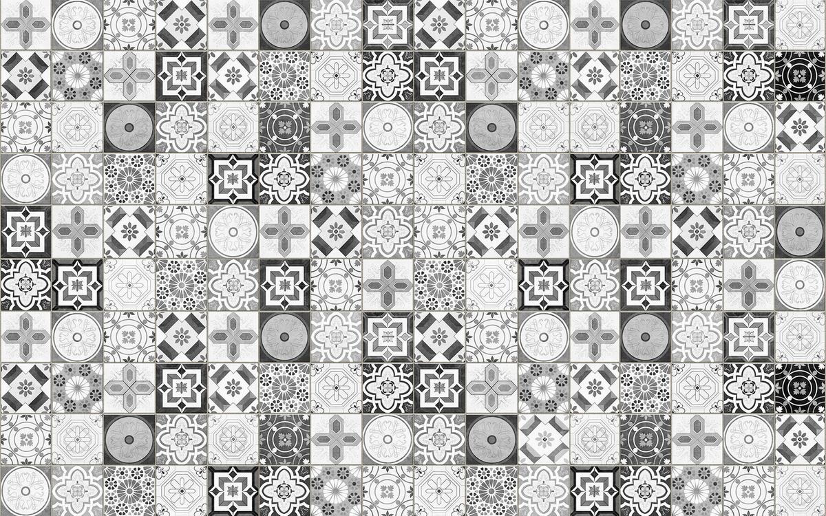 Vliestapete Pattern Porto - Schwarz/Weiß, Basics (400/250cm) - Komar