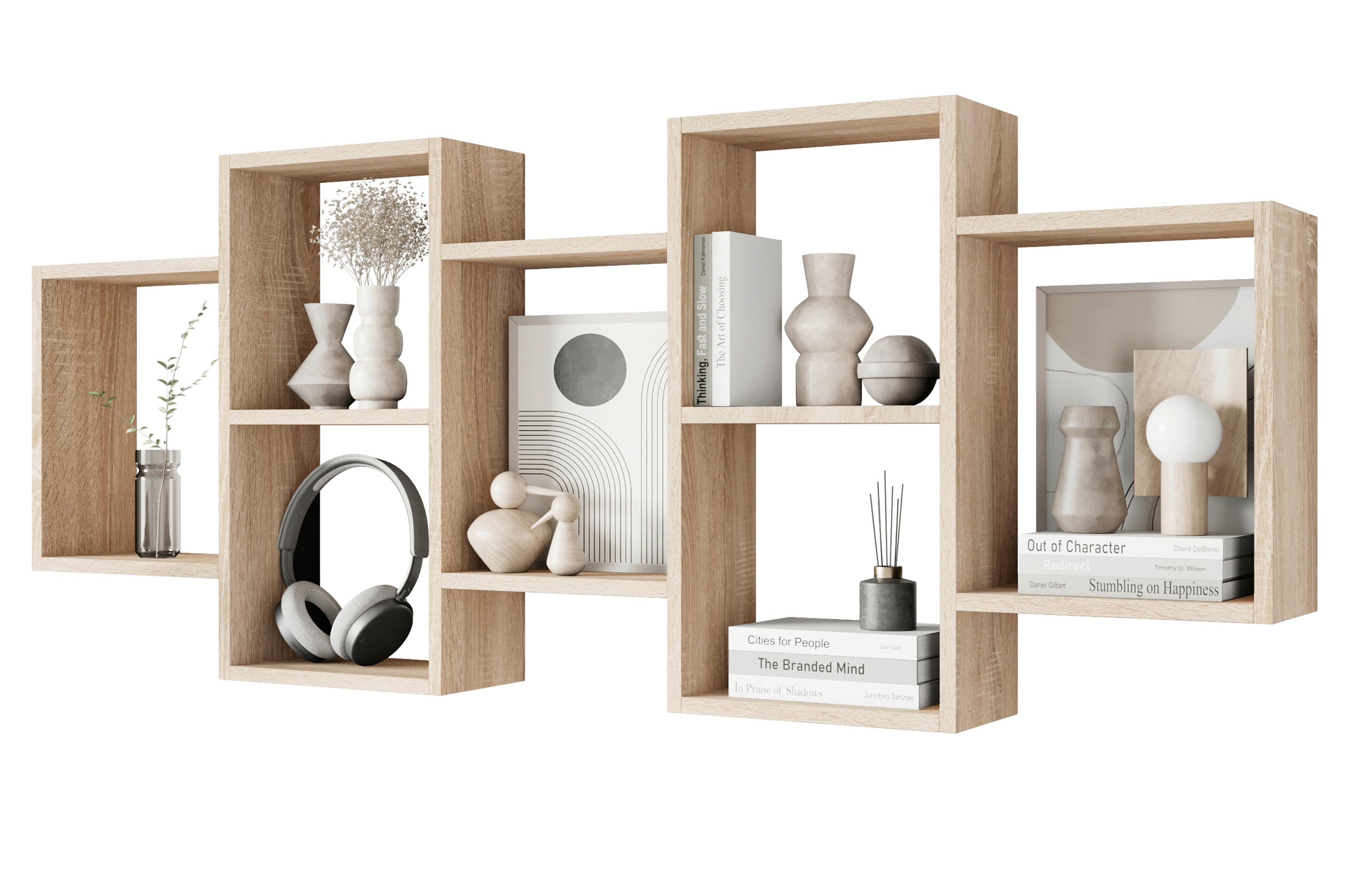 Wandregal Trio Sonoma Eiche Dekor B: 160,8cm - Sonoma Eiche, Basics, Holzwerkstoff (160,8/65/18cm)