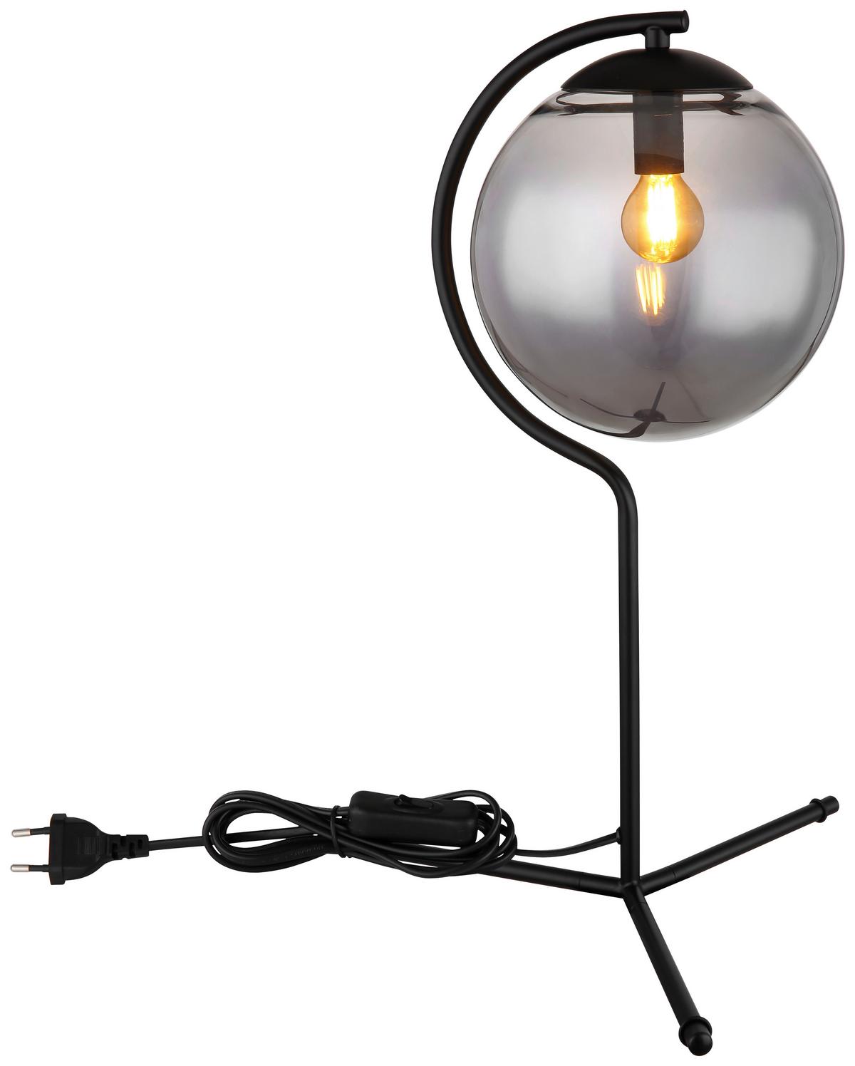Tischlampe Porry Schwarz Mit Wippschalter - Schwarz, Basics, Glas/Metall (35/50cm) - Globo