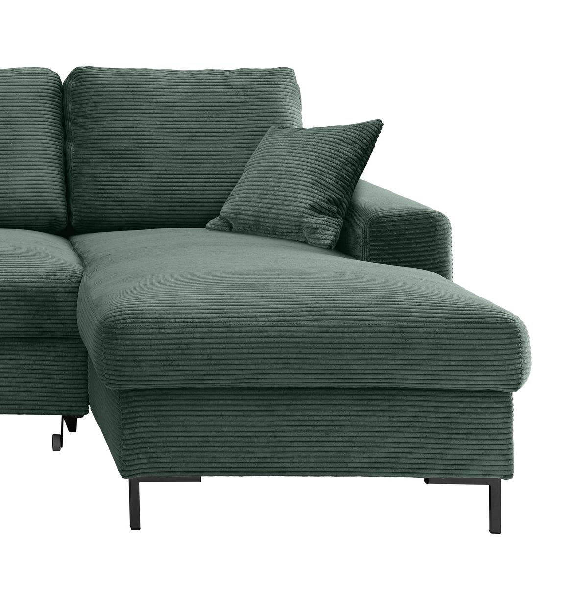 Eckschlafsofa Zona, Dunkelgrün S: 237x143 Cm - Dunkelgrün/Schwarz, KONVENTIONELL, Textil (237/143cm) - Livetastic