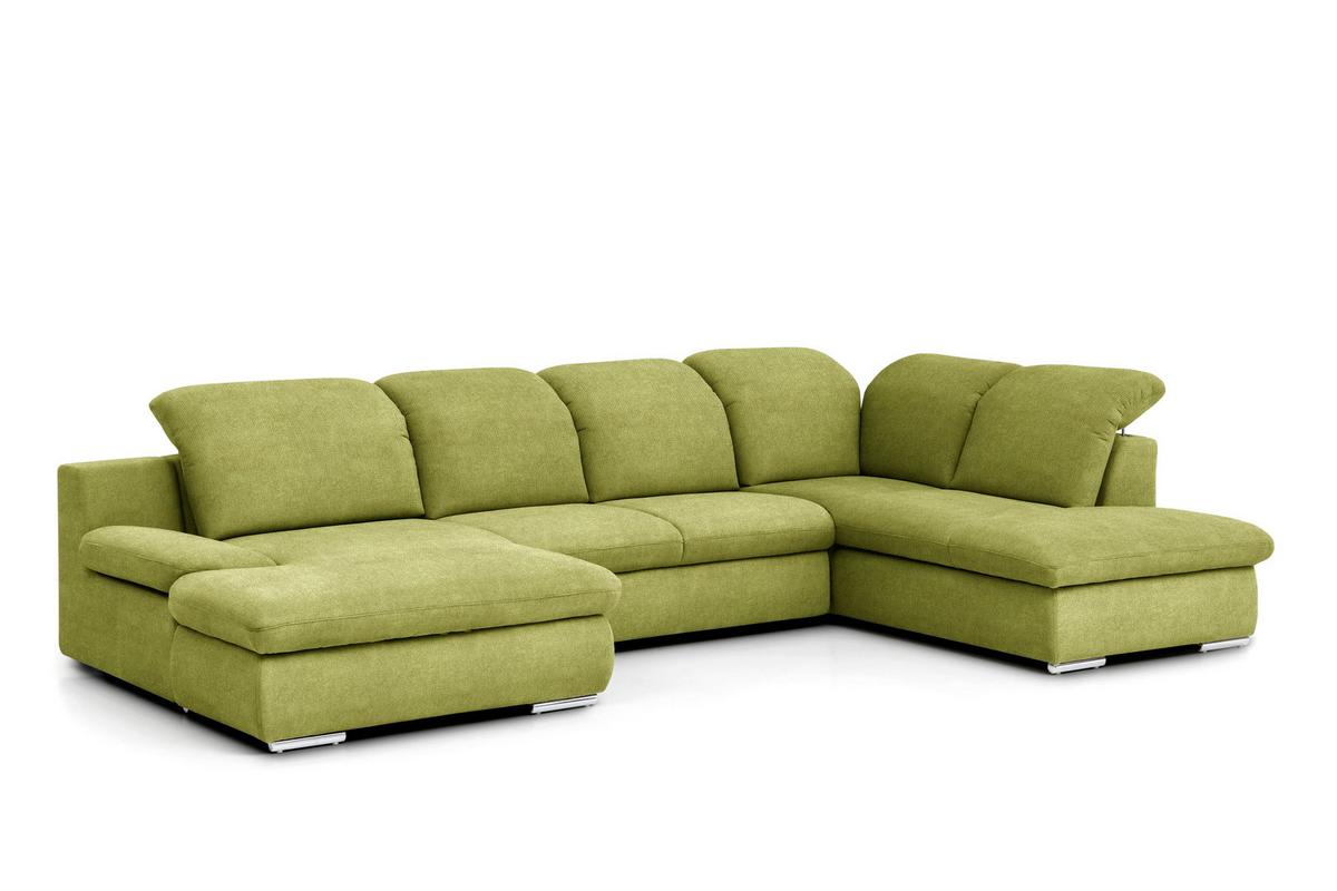 Wohnlandschaft Isona Grün - Chromfarben/Grün, Design, Textil (165/353/212cm) - Livetastic