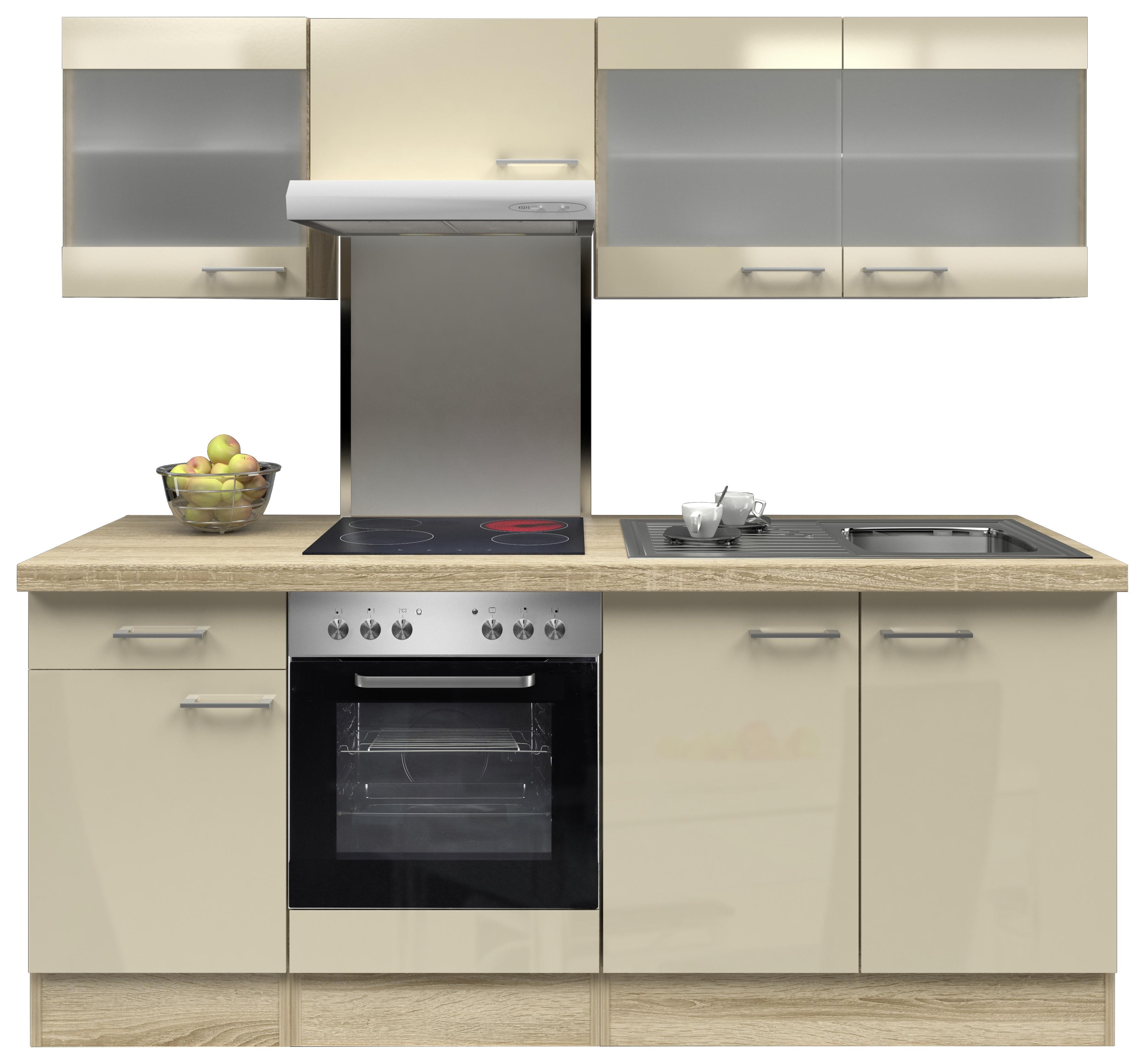 Küchenzeile Nepal mit Geräten 210 cm Kaschmir/Eiche Dekor - Kaschmir/Weiß, MODERN, Holzwerkstoff (210cm) - FlexWell