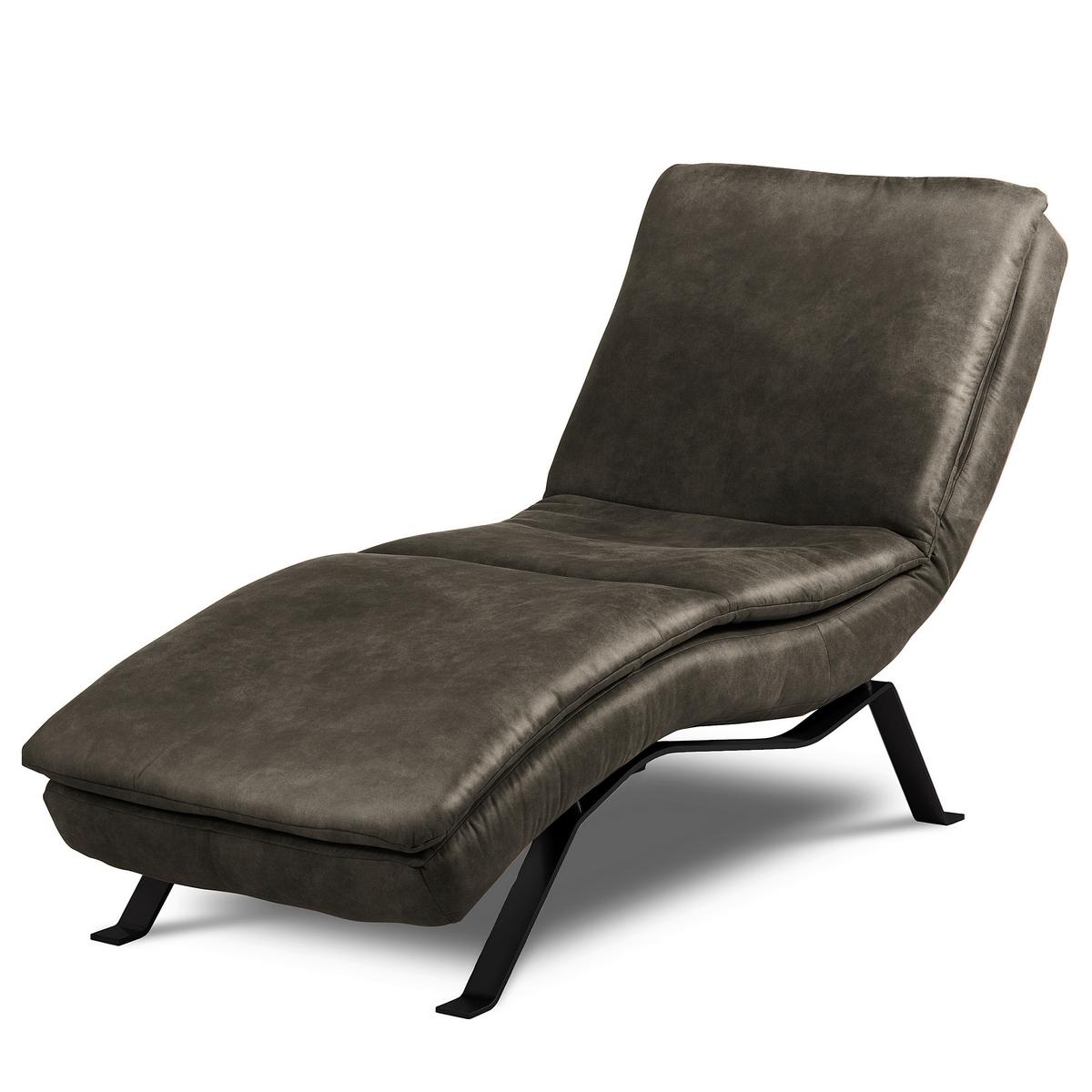 Relaxliege Black Anthrazit, B: 65cm - Anthrazit/Schwarz, Design, Leder (65/95/171cm) - Celina Home